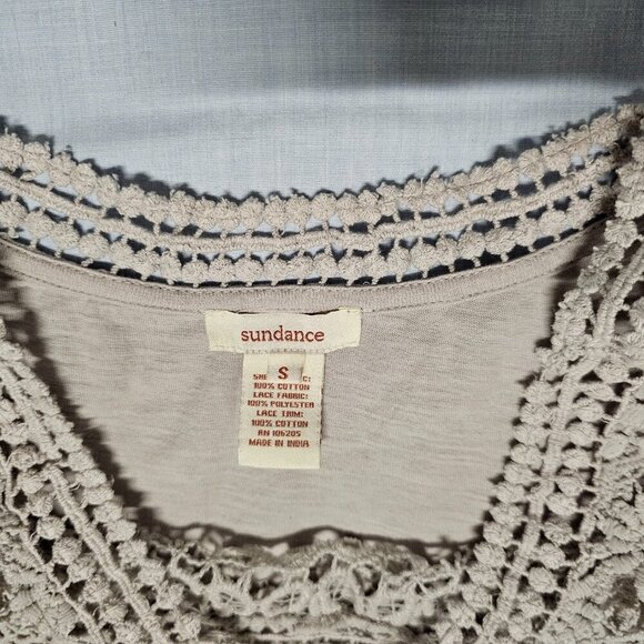 Sundance Boho Crochet Top Blouse Women Size S Gray Cotton - Picture 4 of 11